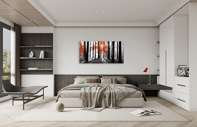 Cao Gen Decor Art S06650 Wall Art Canvas Painting Red Tree in Black and White - Image 4