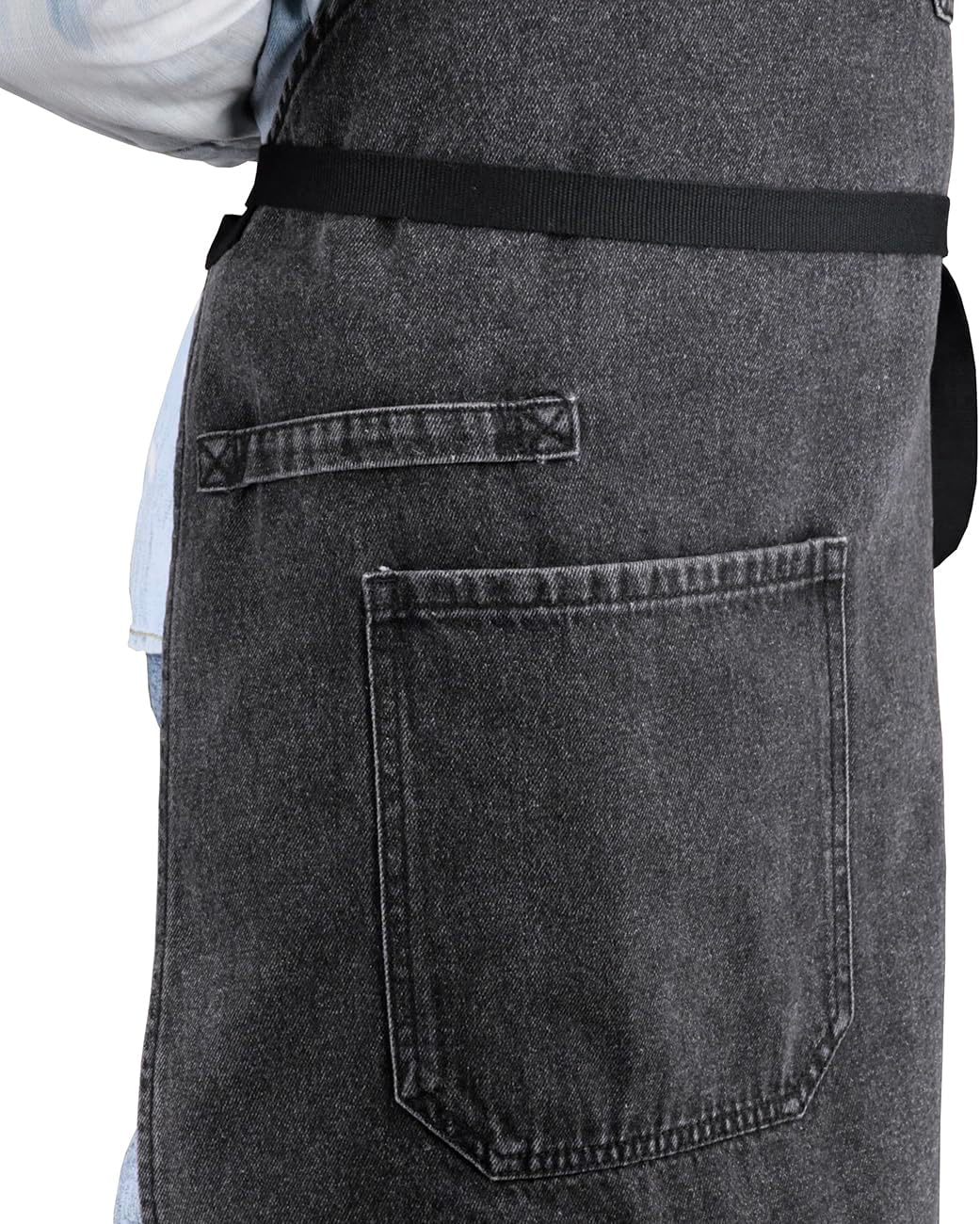 Cooking Apron with Pockets Mens Womens Professional Kitchen Bib Apron for Chef Grill BBQ (Black Denim -2)