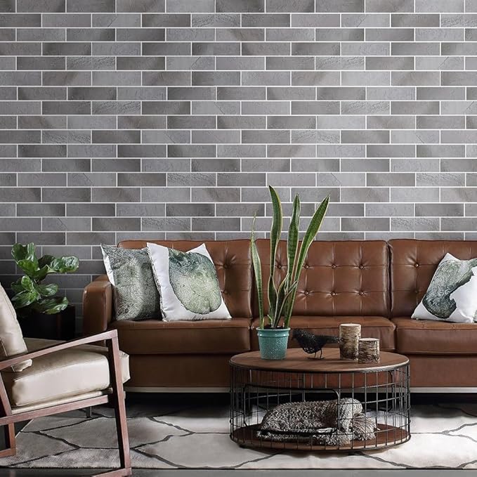 100 Vintage Grey Faux Brick Wall Tiles, 3D Thin Brick Veneers - Image 2