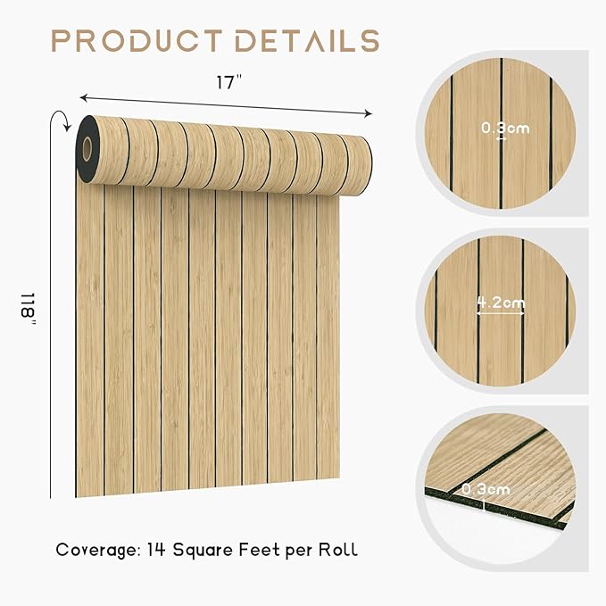VEELIKE Tan Birch Slat Wall Panels Peel and Stick 3D Wood Grain Wall Panel - Image 9