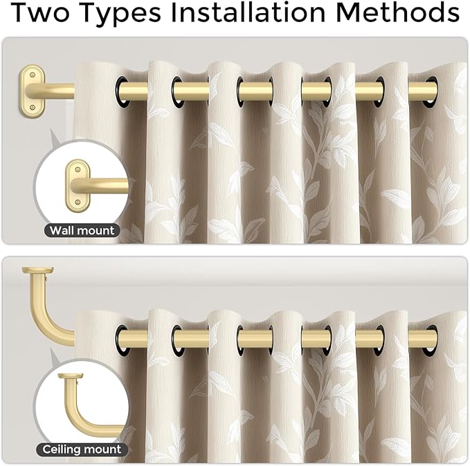 Curtain Rods 36-88 Inch, 1 Inch Adjustable Heavy Duty Room Darkening Window - Image 4