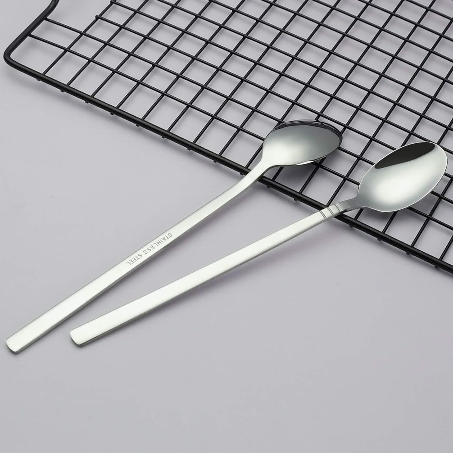 Morcte 12 Piece Long Ice Tea Spoon, Stainless Steel Long Handle Stirring Spoon