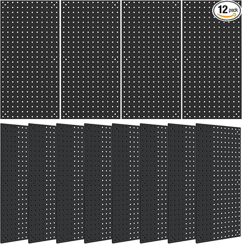 12 Pack 12-Inch X 24-Inch Metal Pegboard Wall Panels, Peg Boards by Daanxw
