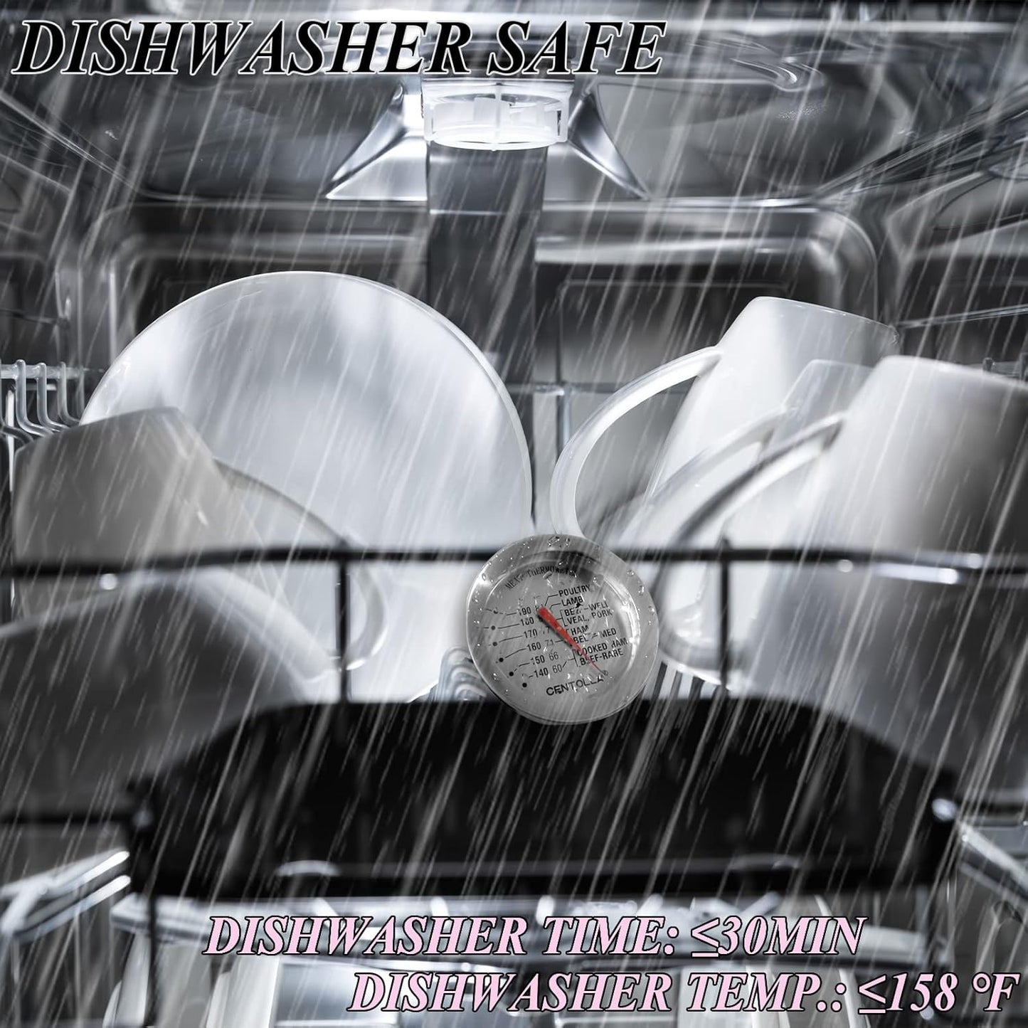 Meat Thermometer Oven Safe, 2 Pieces Dishwasher Safe Meat Thermometers for Cooking and Grilling, 2.12'' Stainless Steel Cooking Thermometer for Meat (No Battery Required)