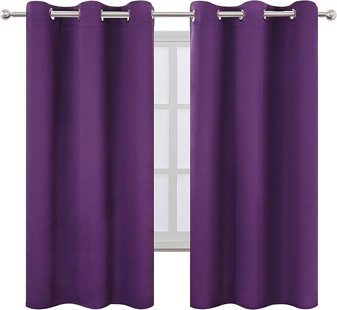 LEMOMO Purple Blackout Curtains 34 x 63 Inch Length/Set of 2 Curtain - Image 2