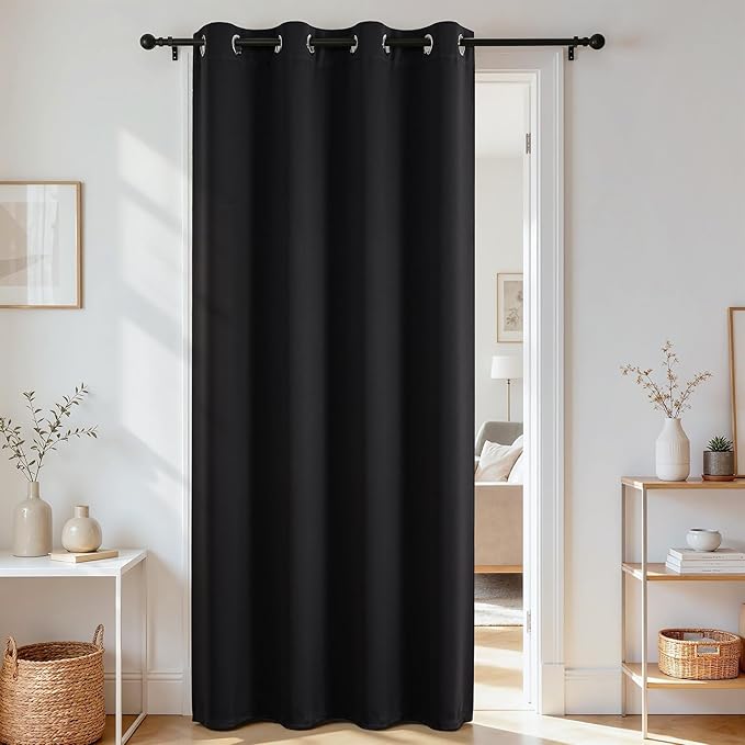 Joydeco Blackout Door Curtain for Doorway Privacy 90 Inches Long, Grommet by JOYDECO
