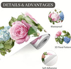 Floral Wallpaper Border 196x4 Inch Peel and Stick Wall Border Pink Blue Rose - Image 9