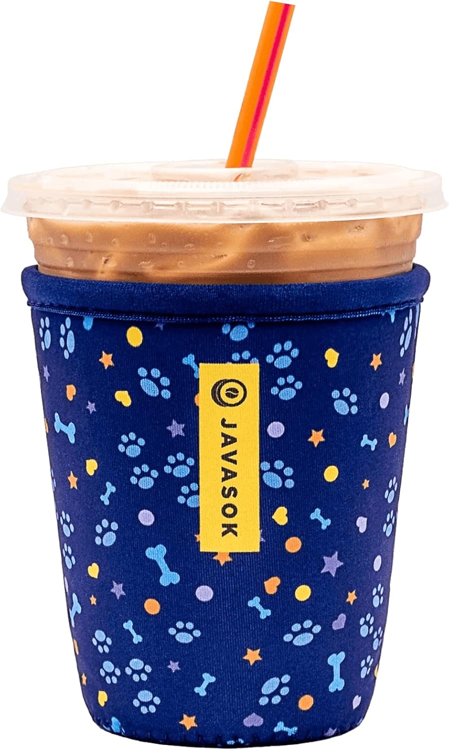 Sok It JavaSok Iced Coffee & Cold Soda Insulated Neoprene Cup Sleeve (Paws and Bones, Small: 16-20oz)