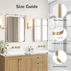 USHOWER Gold Bathroom Mirror 24"x36", Brushed Gold Rounded Rectangle Mirror - Image 2