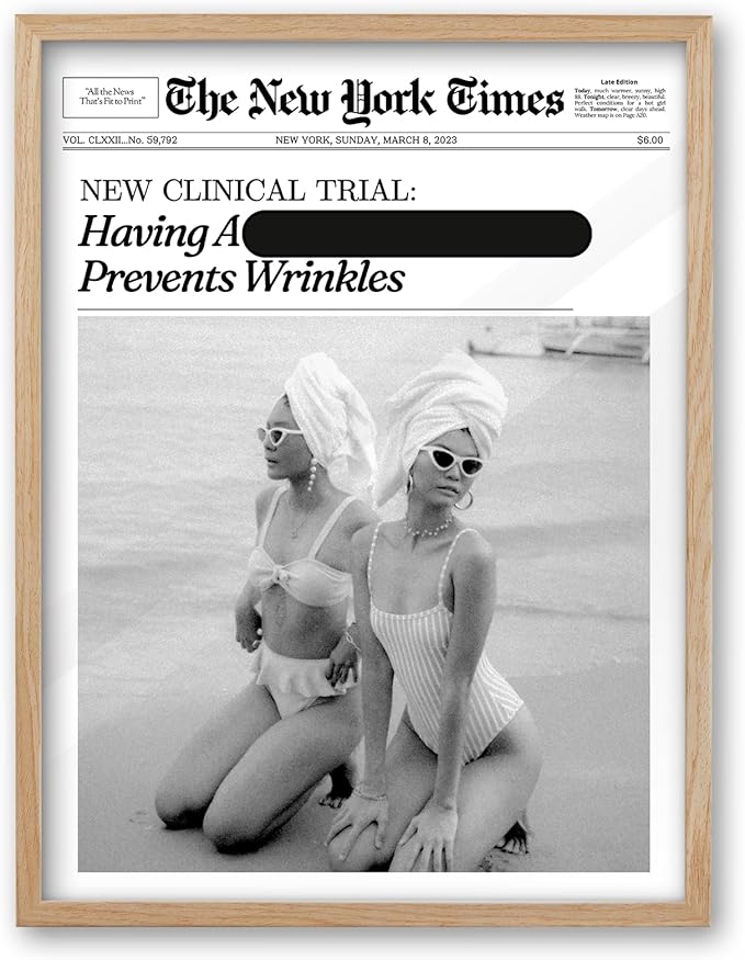 iHery Funny Having A Prevents Wrinkles Framed Trendy Hot Girls NewsPaper Wall by iHery