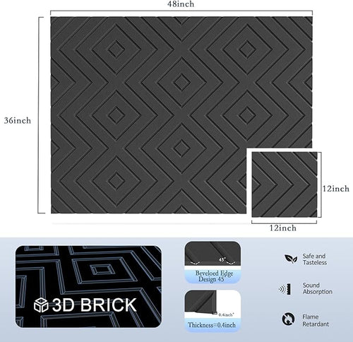 12Pack Acoustic Wall Panels, Self-Adhesive Sound Proof Foam Panels - Image 2