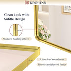 Keonjinn Gold Bathroom Mirrors for Over Sink, 40” x 24” Rounded Rectangle - Image 3