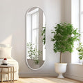 Oval Bathroom Mirror 48 x 16 Inch, Large White Full Length Mirror, Oval Pill by HLFMVWE