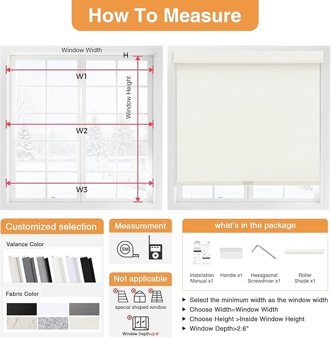 AOSKY No Drill Cordless Blackout Roller Shades - Image 5