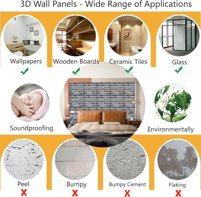 3D Wall Panels Peel and Stick, 3D Brick Wallpaper Peel and Stick, 10 Pack - Image 8