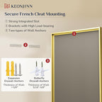 Keonjinn 55" x 30" Gold Bathroom Mirror, Brushed Gold Metal Framed Mirrors - Image 8