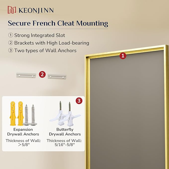 Keonjinn 30" x 36" Gold Bathroom Mirror, Beveled Edge Tempered Glass, - Image 8