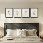 Framed Black and White Botanical Wall Art, Farmhouse Rustic Flower Artwork - Image 3