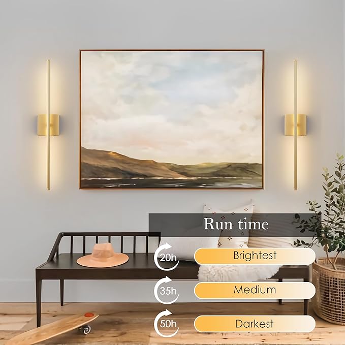 KARTOOSH 28.3 Inch 9 RGB Color Battery Operated Wireless Wall Sconces Set of Two - Image 3
