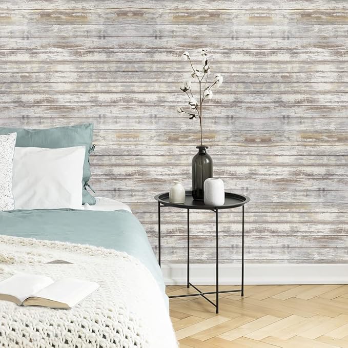 Arthome 17x393'' Gray Rustic Wood Contact Paper Peel and Stick Self-Adhesive - Image 3
