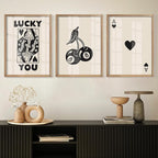 Heiple Framed Set of 3 Poker Wall Art Lucky You Poster, Trendy Retro Print Wall - Image 2