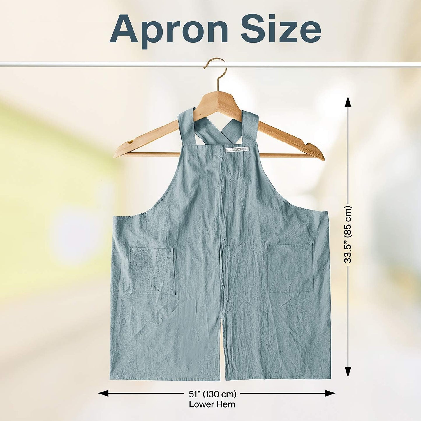 HANEE Cotton Aprons for Women and Men | Cross-Back Apron with Pockets