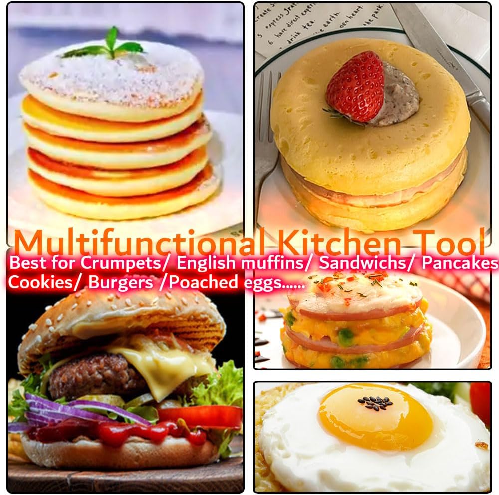 DATANYA 12Packs Crumpet Rings NONSTICK English Muffin Ring 4 Inch - Stainless Steel Double Rolled Tart Rings Round Metal Cookie Pastry Ring Molds for Baking Cooking