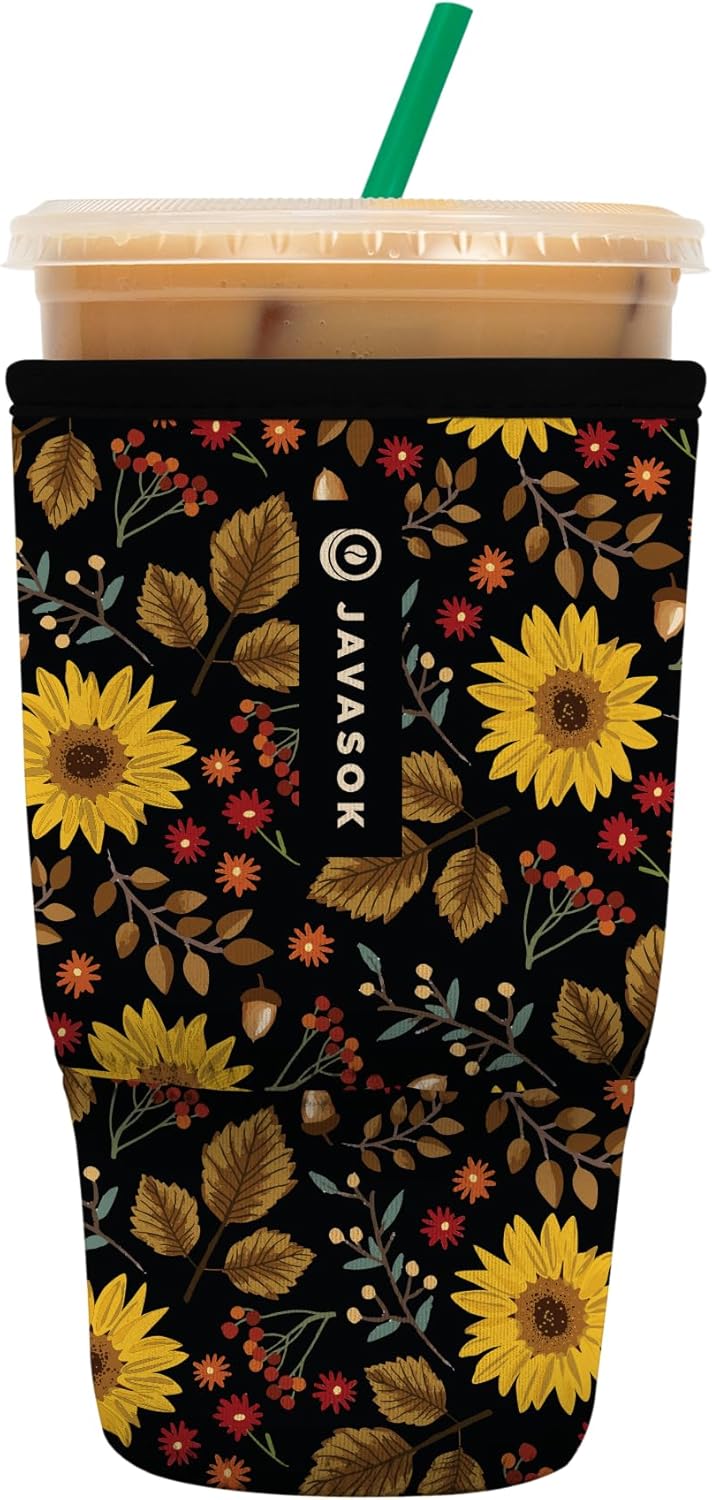 Sok It JavaSok Iced Coffee & Cold Soda Insulated Neoprene Cup Sleeve (Autumn Glow, Large: 30-32oz)
