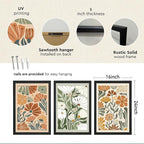 YWJKWLGS Mid Century Boho Wildflower Wall Art Set of 3, 16x24 Inch Black Framed - Image 2