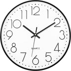Foxtop 14 Inch Black Wall Clock Large Silent Non-Ticking Battery Operated Round by Foxtop