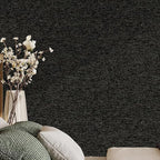 SHUFA Black Gold Cotton-Like Textured Grasscloth Wallpaper Matte Thick Real - Image 6