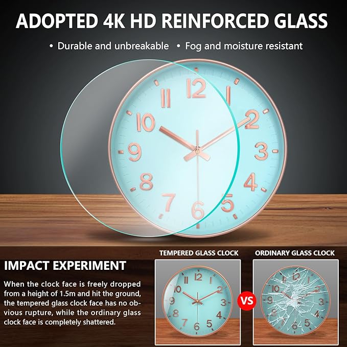 Modern Wall Clock, 10 Inch Digital Wall Clocks Battery Operated, Round Non - Image 5