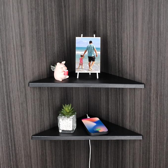 evron Corner Mounting Shelf Set of 2 – Easy to Install Floating Wall Shelves - Image 2