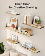 AMADA HOMEFURNISHING Wall Shelves Set of 6, Rustic Farmhouse Style, Wood - Image 7