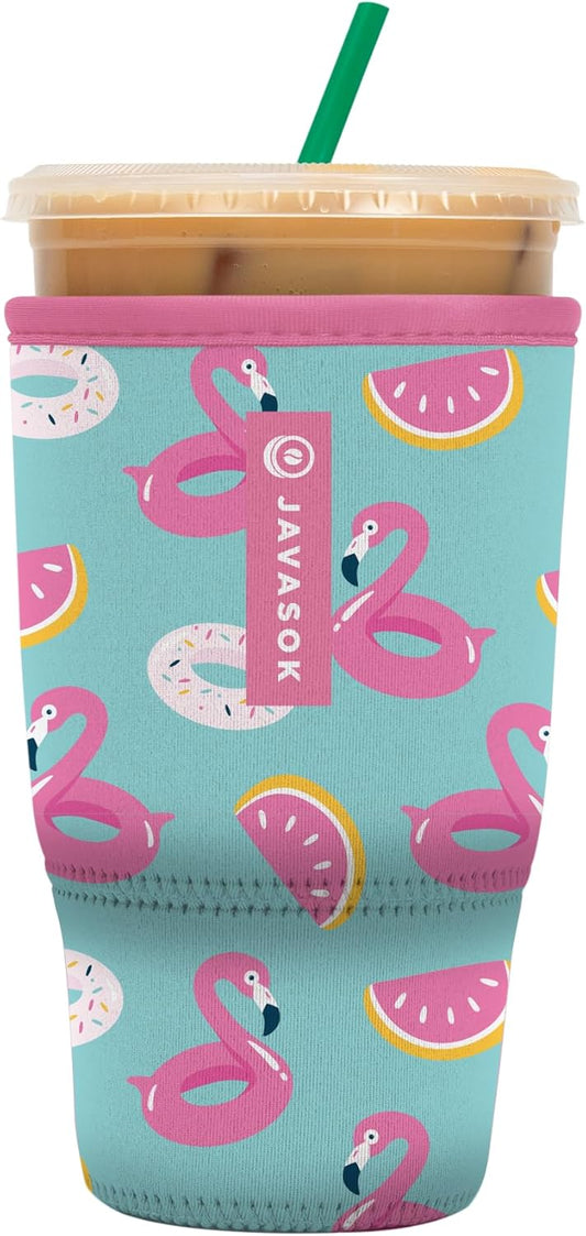 Sok It JavaSok Iced Coffee & Cold Soda Insulated Neoprene Cup Sleeve (Poolside Perfection, Large: 30-32oz)