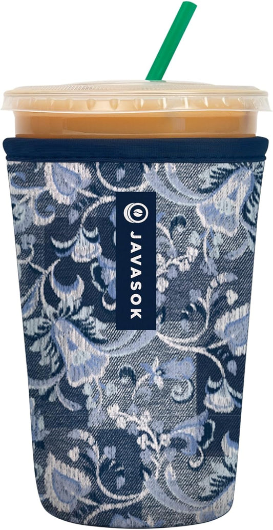 Sok It JavaSok Iced Coffee & Cold Soda Insulated Neoprene Cup Sleeve (Paisley Patchwork, Medium: 22-28oz)