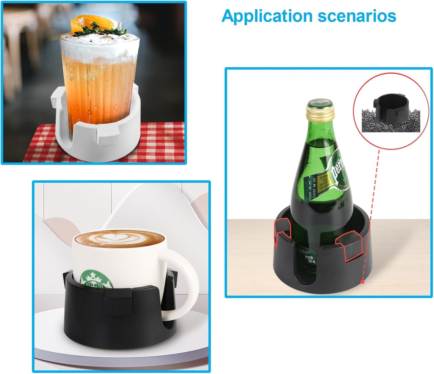 Horizontal Mounting Magnetic Cup Holder, Suitable for Tractor Lawn Mower Forklift Treadmill and Other Iron Products, Fits Mugs Cans Glass Bottles Thermos, Adjustable Anti-Spill Cup Holder, Black