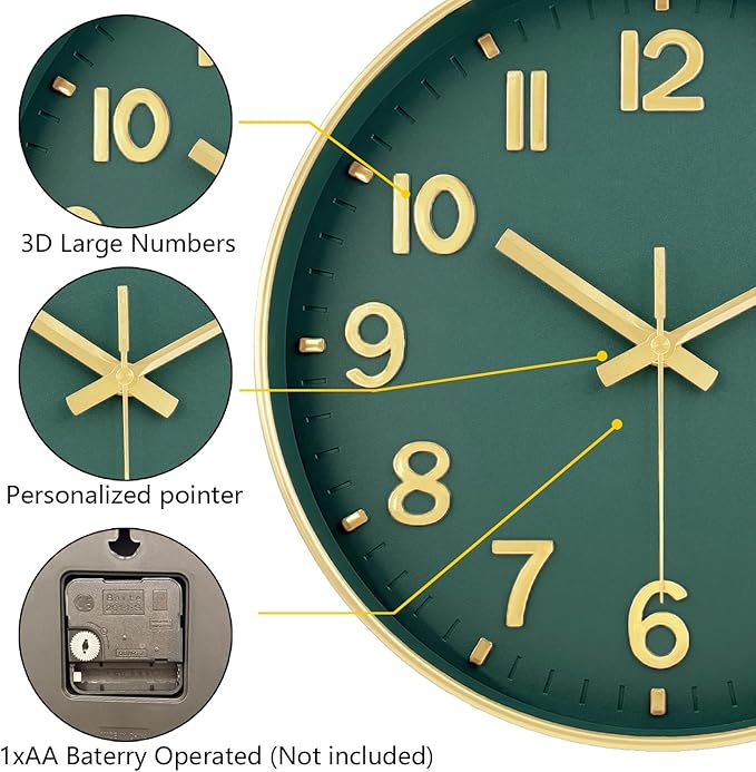 Modern Wall Clock, 10 Inch Digital Wall Clocks Battery Operated, Round Non - Image 6