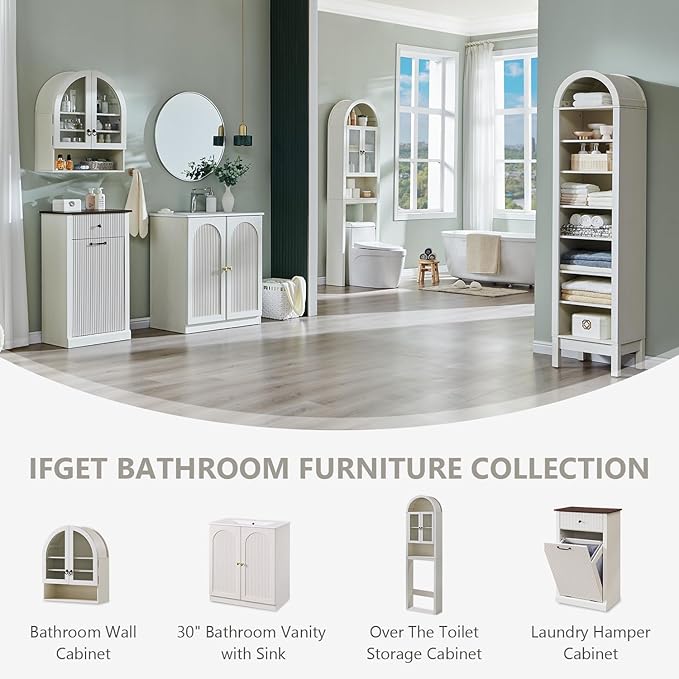 IFGET Bathroom Arched Wall Cabinet, 23.6'' Wide Medicine Cabinet - Image 7