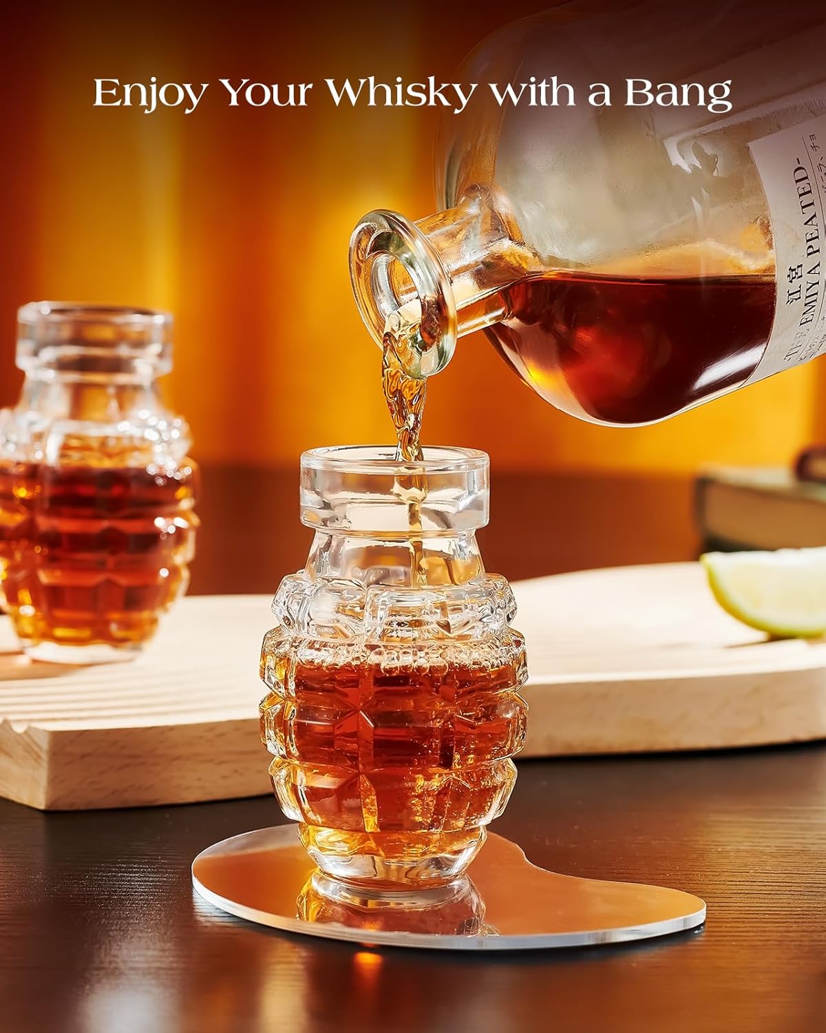 Kollea Grenade Shaped Shot Glass Set, Funny Shot Cups with Heavy Base for Whiskey, Tequila, Vodka, Liquor, 21st Birthday Gifts for Men Dad, Military Men Cave Decor, 3.7 Oz Bartender Accessories, 4 Pcs