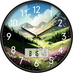 12'' Silent Non-Ticking Rustic Mountain Wildflowers Wall Clock, Battery by SCOAGE