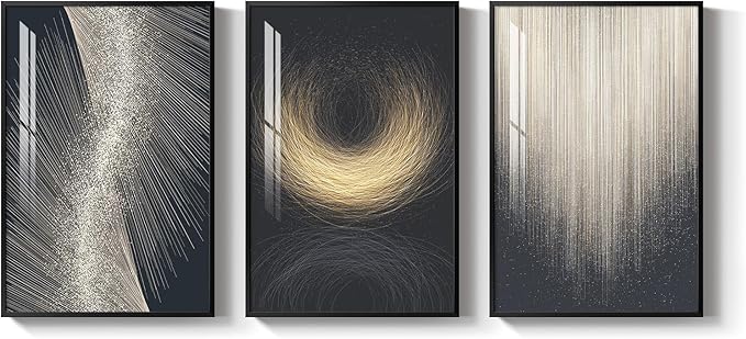 Large Framed Black and Gold Modern Luxury Abstract Wall Art - Image 8