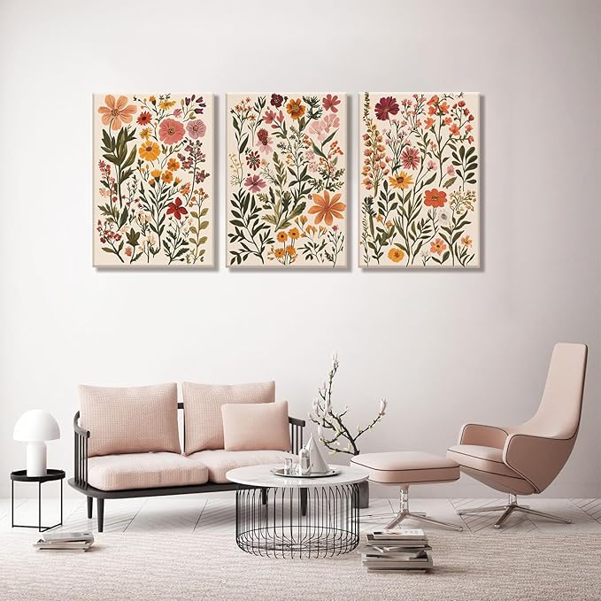 KISSFOX 3 Piece Boho Floral Canvas Wall Art - Image 7