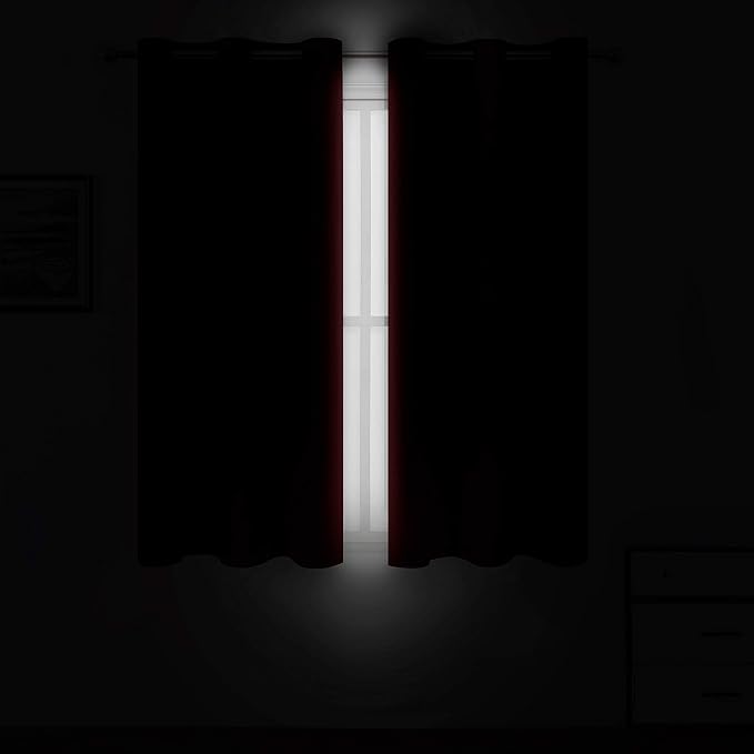 LEMOMO Red Thermal Blackout Curtains/42 x 72 Inch/Set of 2 Panels Room - Image 3
