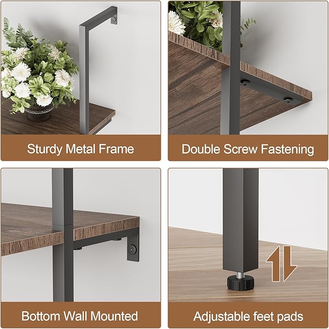 aboxoo Ladder Shelf Open Bookshelf 5-tier Wood Wall-mounted Bookcase Storage - Image 5