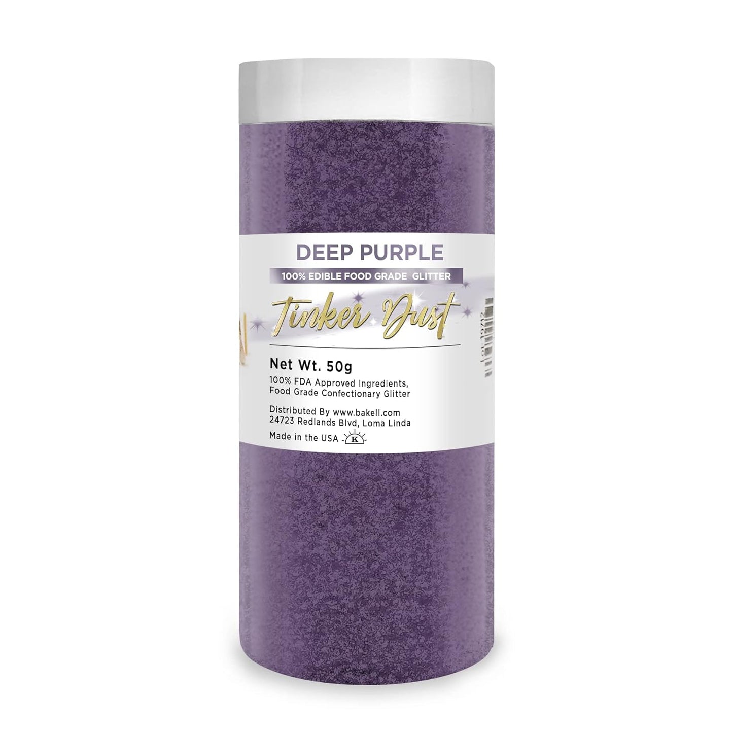 BAKELL Deep Purple Edible Glitter, 50 Grams | TINKER DUST Edible Glitter | KOSHER Certified | 100% Edible Glitter | Cakes, Cupcakes, Cake Pops, Drinks, Dessert Vegan Glitter & Dusts (50g, Deep Purple)