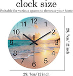Beach Wall Clock Battery Operated 12 Inch Glass Wall Clock Non Ticking Analog - Image 5