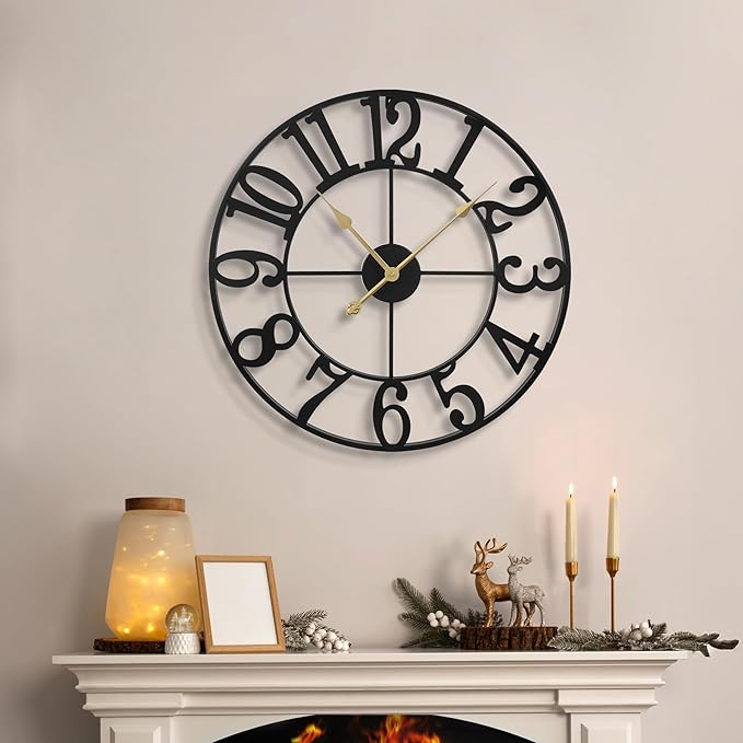 LEIKE Large Wall Clocks, Non Ticking, Battery Operated Big Retro Round Modern - Image 8