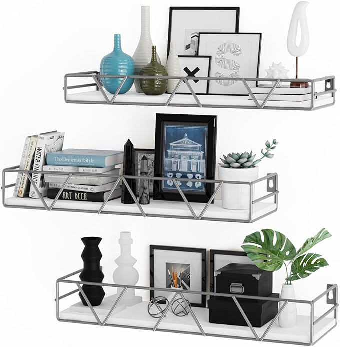 Amaoot Floating Shelves Set of 3, Home Wood Wall Shelf, Farmhouse Shelf by Amoot
