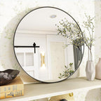 VooBang Black Round Bathroom Mirror, 24 inch Circle Wall Mounted Hanging Mirror - Image 4